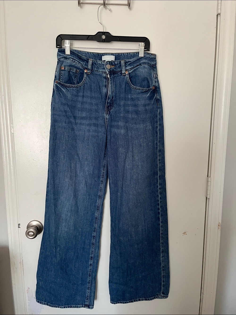 H&M Blue Wide-Leg High-Rise Jeans